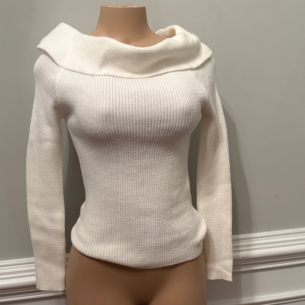 SHEIN Cream Cowl Neck Sweater